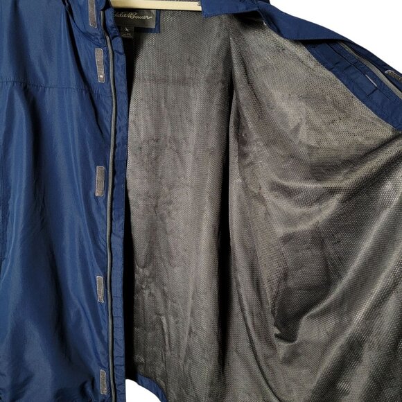Eddie Bauer Mens Blue Weatheredge Lightweight Hooded Raincoat Jacket 2XL Parka - Picture 4 of 9